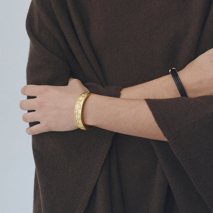 Woven Texture Wide Cuff Bracelet