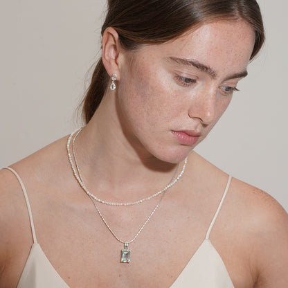 SUMMER GARDEN WHITE ICE CRYSTAL DETACHABLE PENDANT NECKLACE