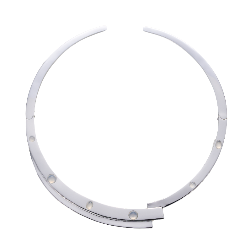 MOON PHASE WHITE AGATE CHOKER