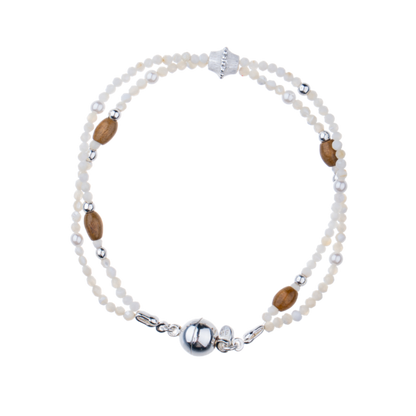 DOUBLE LAYERED MOTHER SHELL BEAD NECKLACE/BRACELET