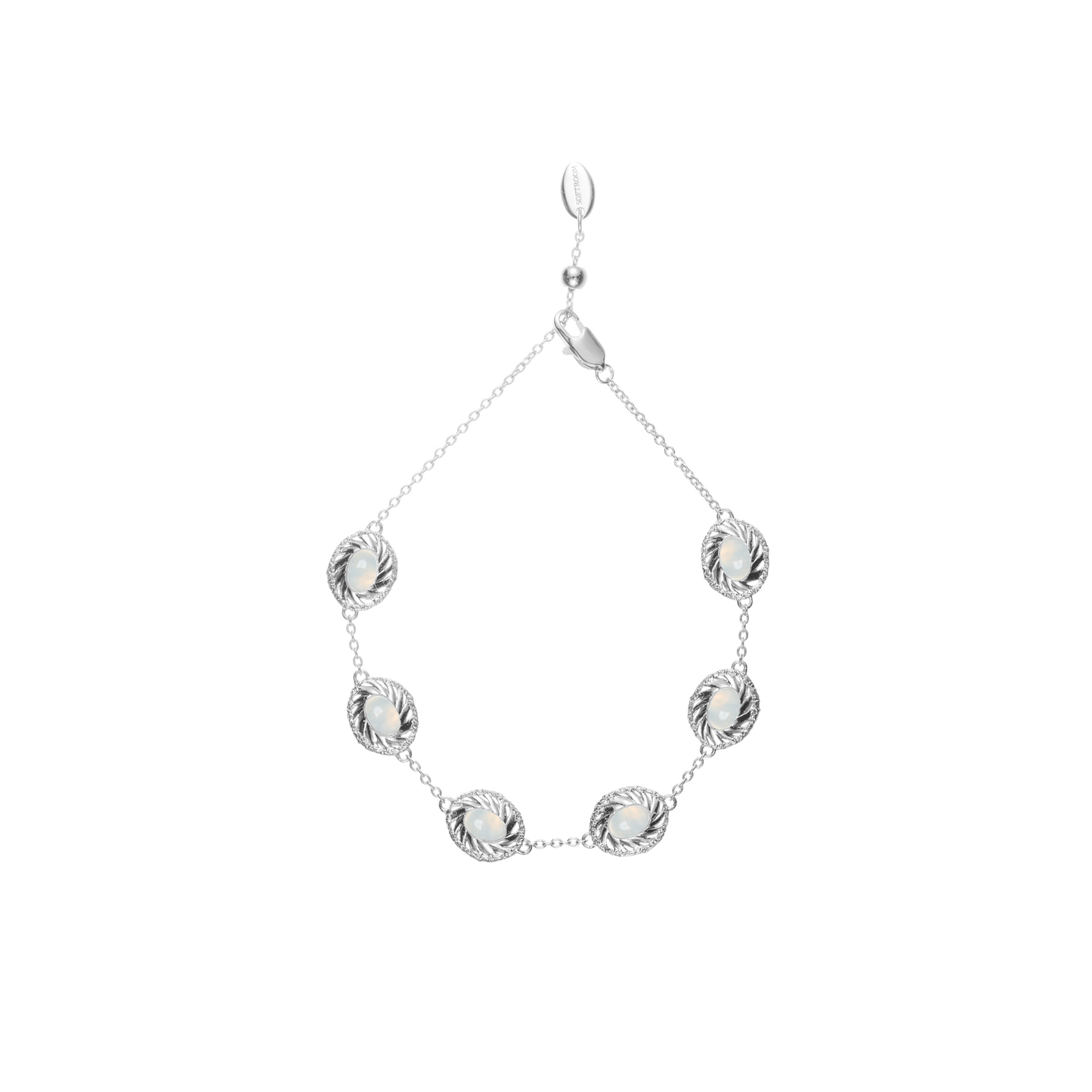 HOLLOW OUT NATURAL AGATE WHITE CRYSTAL BRACELET