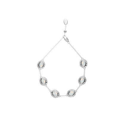 HOLLOW OUT NATURAL AGATE WHITE CRYSTAL BRACELET