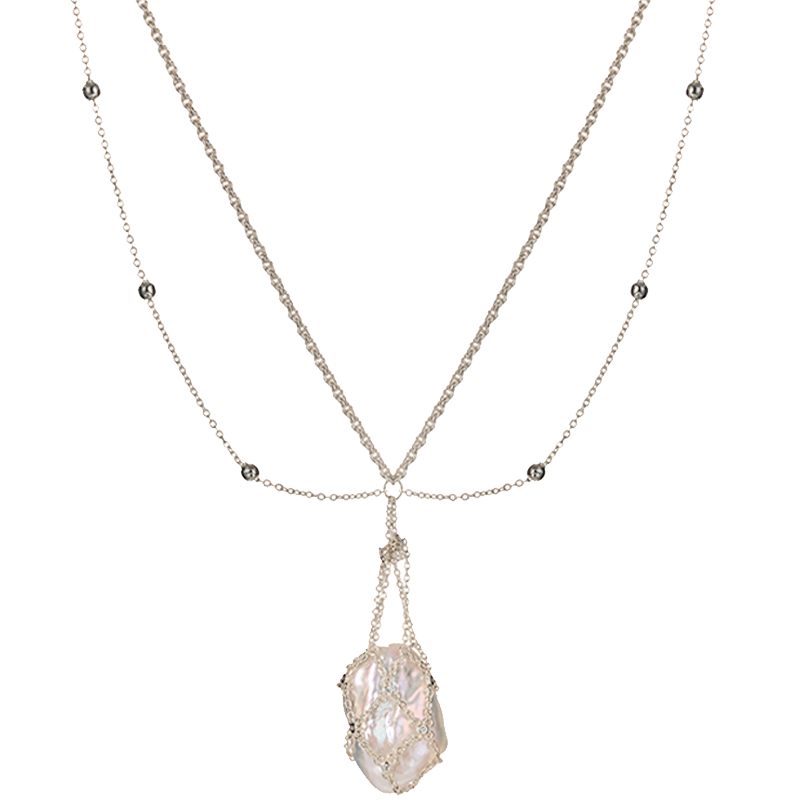 Braided Petal Natural Baroque Pearl Necklace