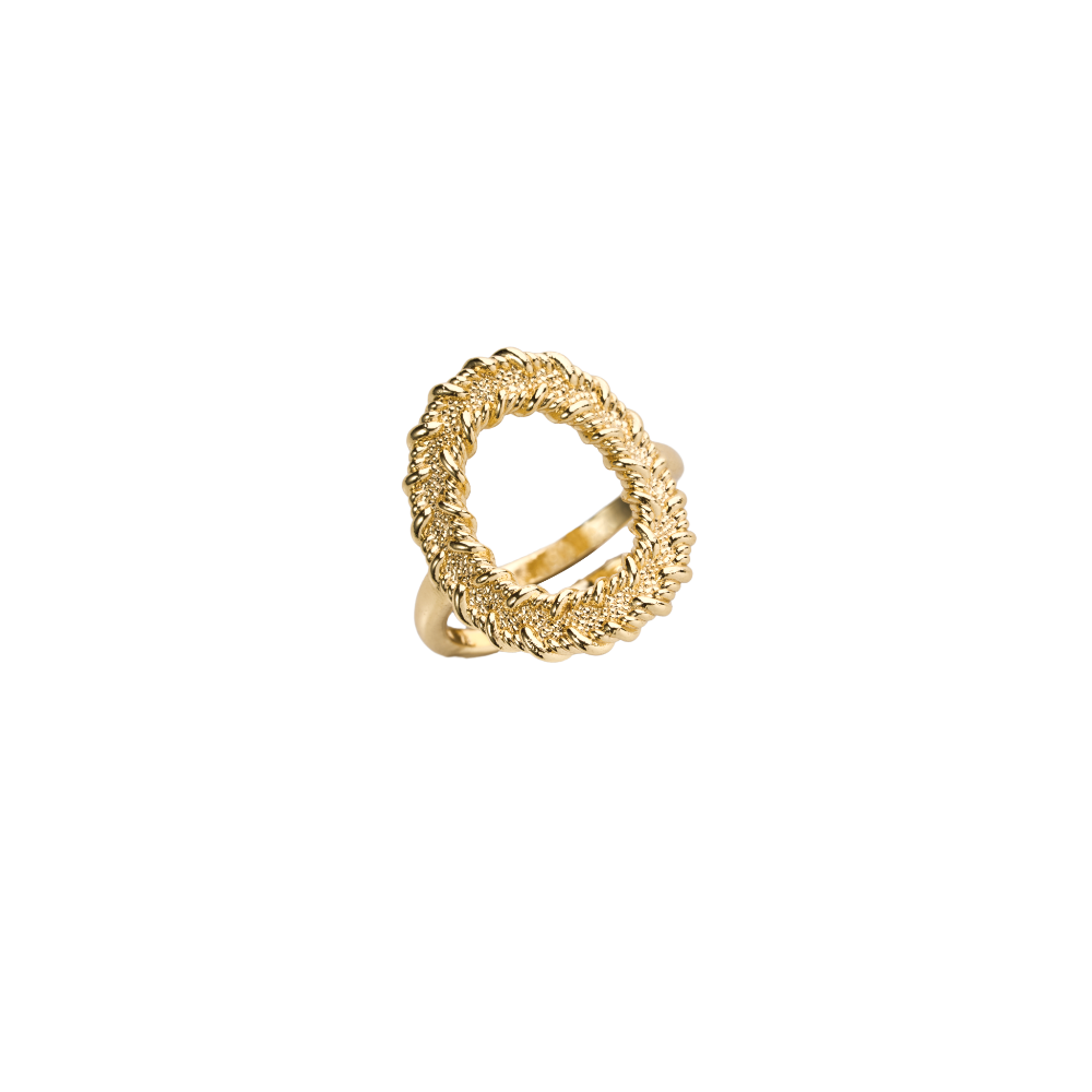 Floating Pattern Circular Adjustable Open Ring